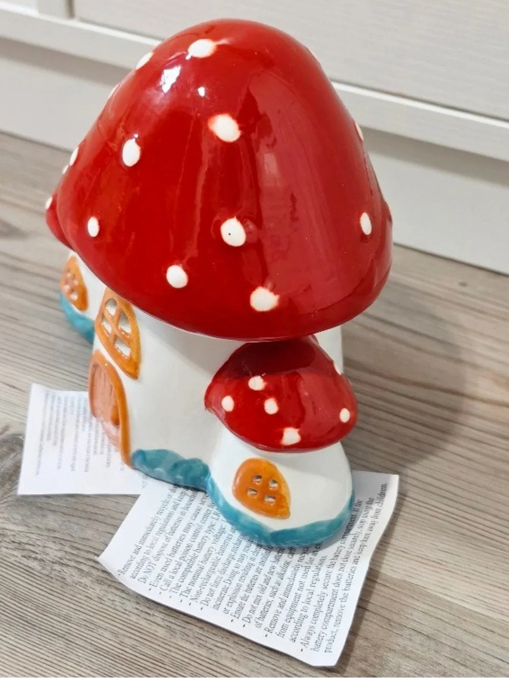 Target Bullseye Playground Light Up Ceramic Mushroom House Red White Fall Decor